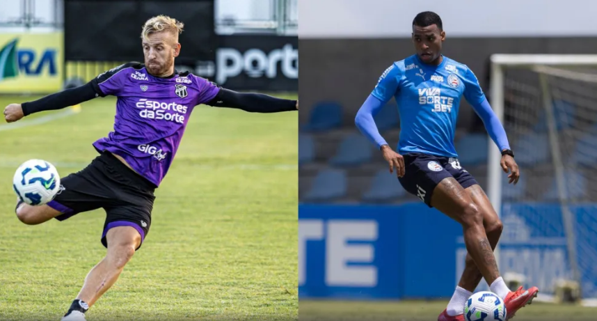 Pedro Henrique do Ceara e Jean Lucas do Bahia em treinos do Ceara e Bahia