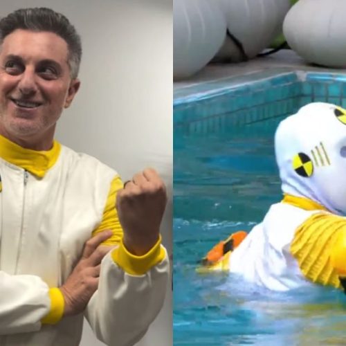 Luciano Huck entra no BBB 26 vestido de Dummy e mergulha na piscina