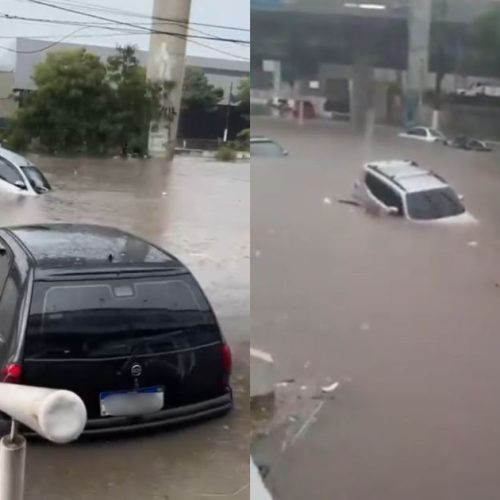 SP: temporal causa transbordamento de córregos e carros ficam submersos
